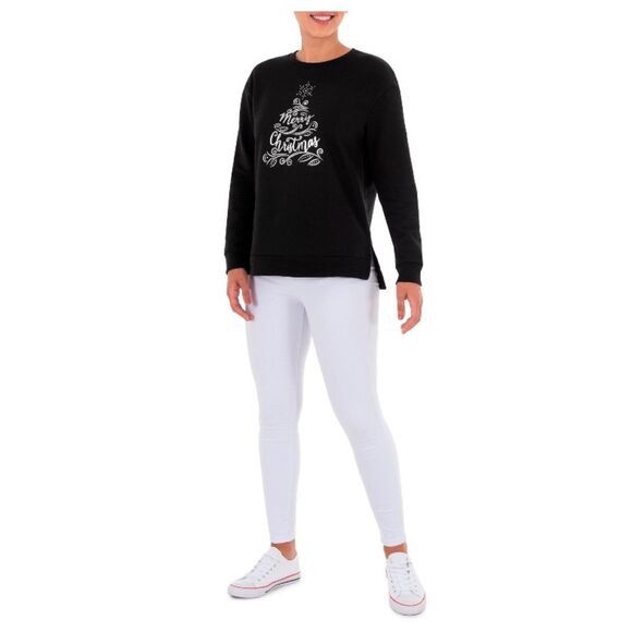 NWT Women’s Black Merry Christmas Holiday Tree Sweatshirt Size Large (12/14) - Picture 5 of 11